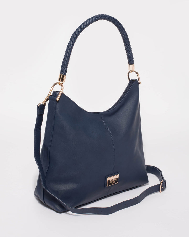 Navy Blue Nina Shoulder Bag | Slouch Bags