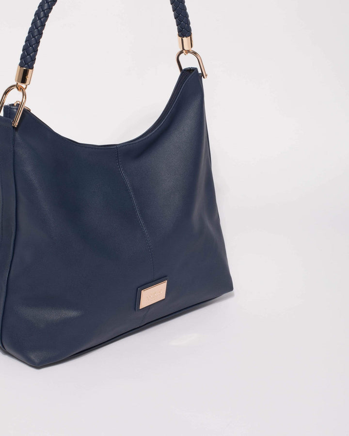 Navy Blue Nina Shoulder Bag | Slouch Bags