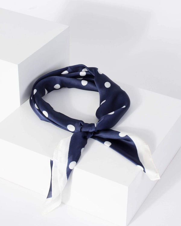 Navy Blue Polka Dot Headscarf | Accessories