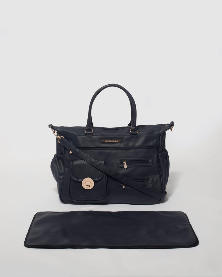Navy Blue Pocket and Zip Baby Bag | Baby Bags