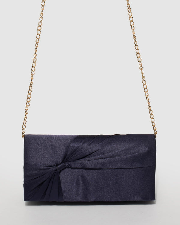 Navy Blue Ribbon Clutch Bag | Clutch Bags