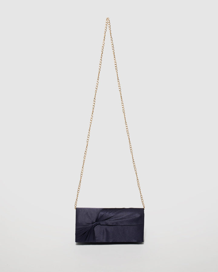 Navy Blue Ribbon Clutch Bag | Clutch Bags