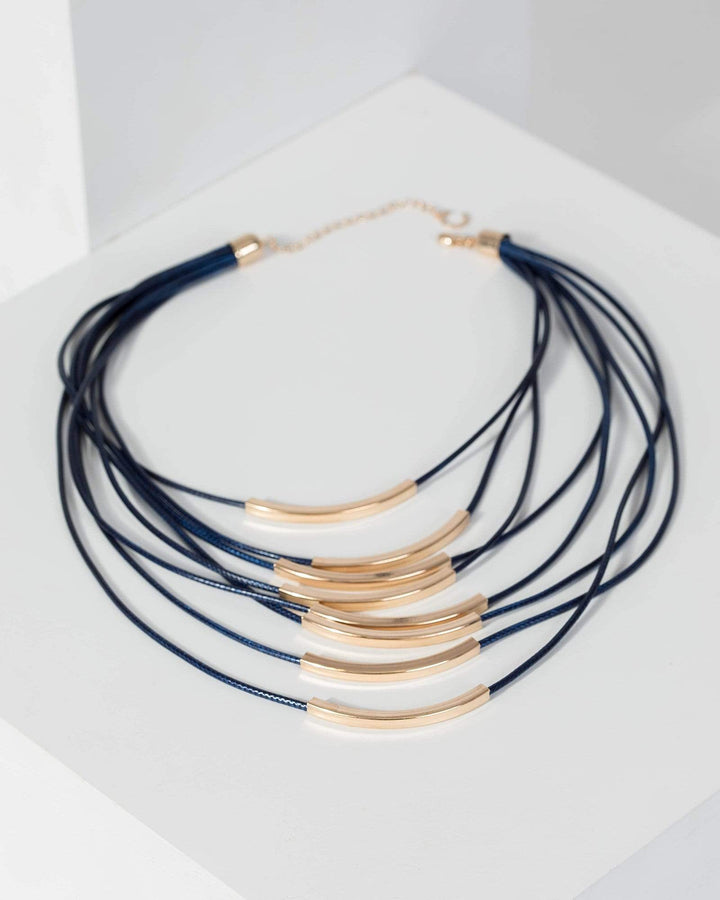 Navy Blue Rope Multi Layered Necklace | Necklaces