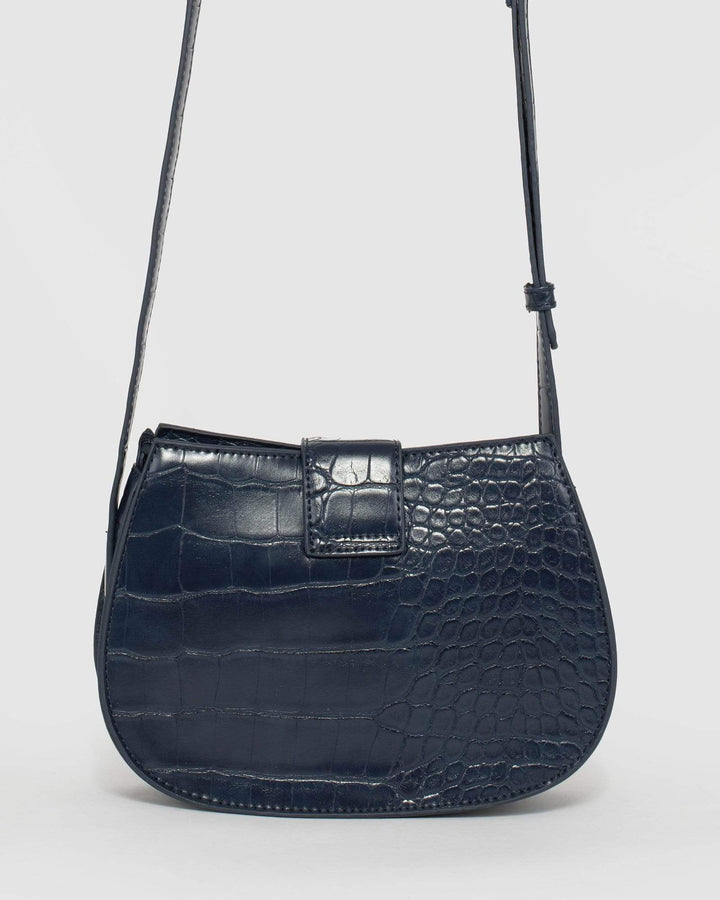 Navy Blue Sofia Saddle Bag | Crossbody Bags