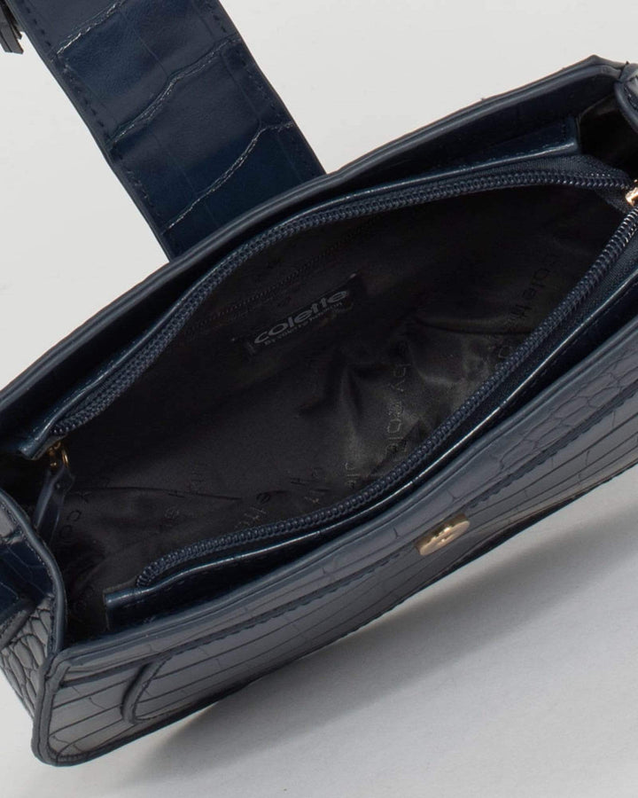 Navy Blue Sofia Saddle Bag | Crossbody Bags