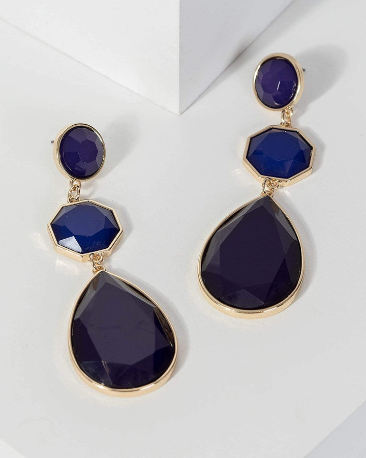 Colette by Colette Hayman Navy Blue Varied Shape Statement Drop Earrings