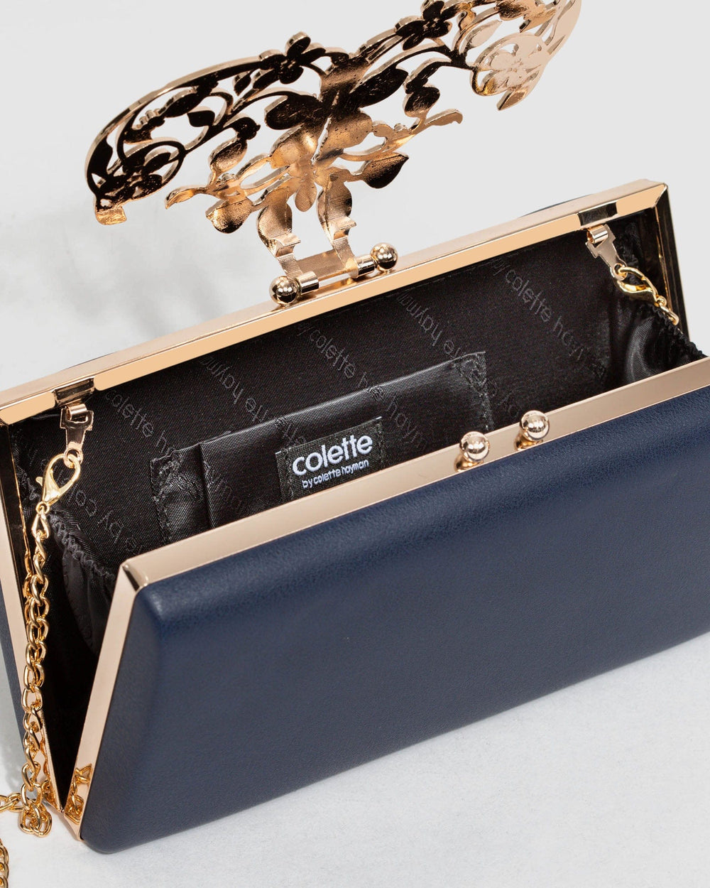 Navy Blue Victoria Clip Clutch Bag Online Colette Hayman