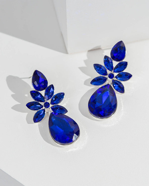 Colette by Colette Hayman Navy Crystal Cluster Drop Earrings