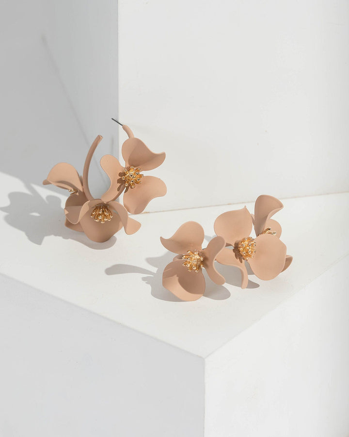 Nude Flower Hoop Earrings | Earrings