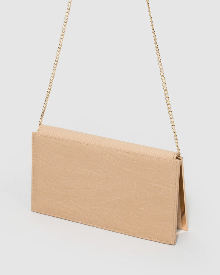 Nude Jessie Diagonal Bar Clutch Bag | Clutch Bags