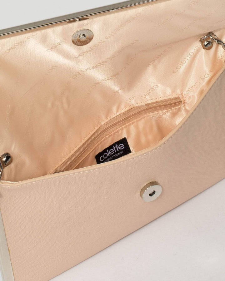 Nude Laura Side Metal Clutch Bag | Clutch Bags