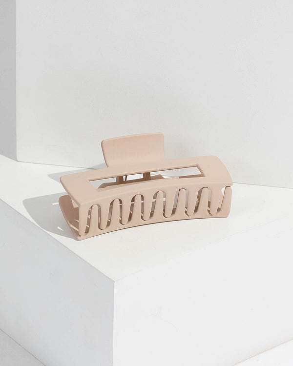 Nude Rectangle Matte Claw Clip | Hair Accessories
