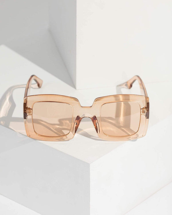 Colette by Colette Hayman Nude Square Acrylic Sunglasses