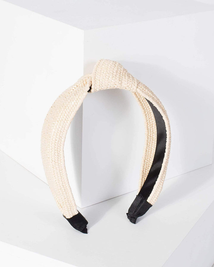 Nude Woven Knotted Detail Headband | Accessories