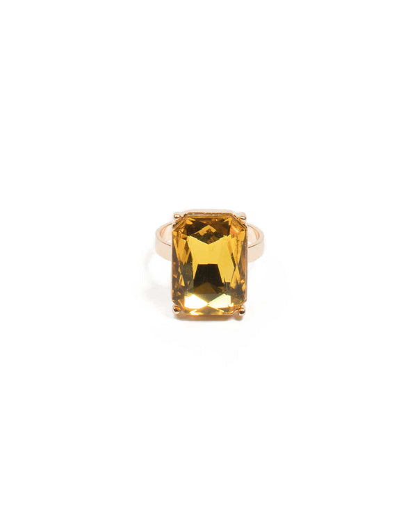 Colette by Colette Hayman Octagon Yellow Stone Cocktail Ring - Large