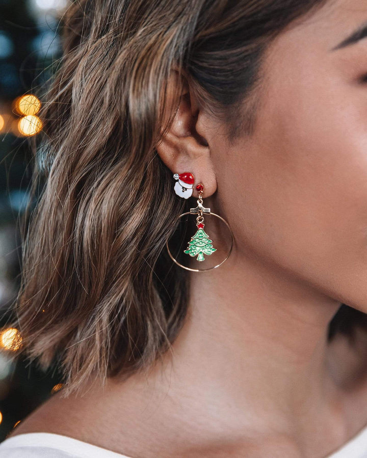 Open Hoop Christmas Tree Drop Earrings | Earrings