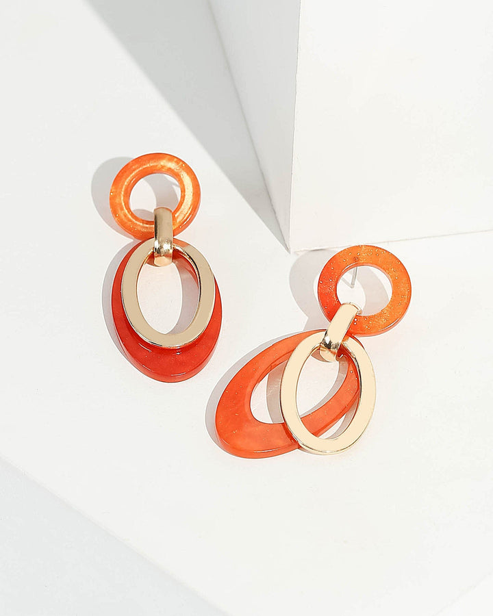 Orange Acrylic Dangle Hoop Earrings | Earrings