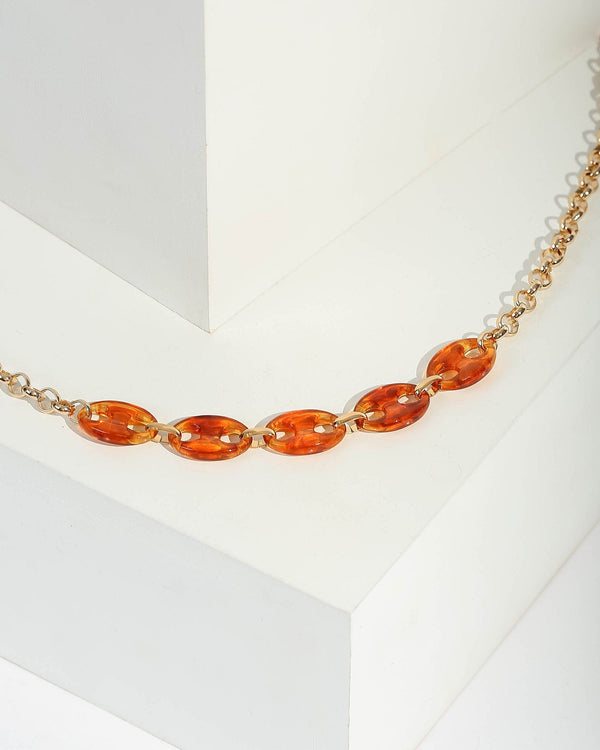 Orange Chunky Acrylic Mariner Chain Necklace | Necklaces