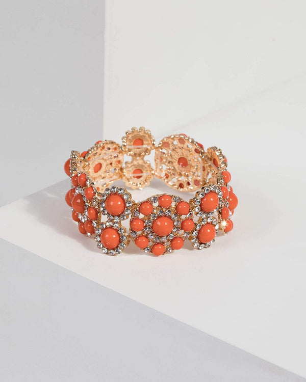 Orange Detailed Stretch Bracelet | Wristwear