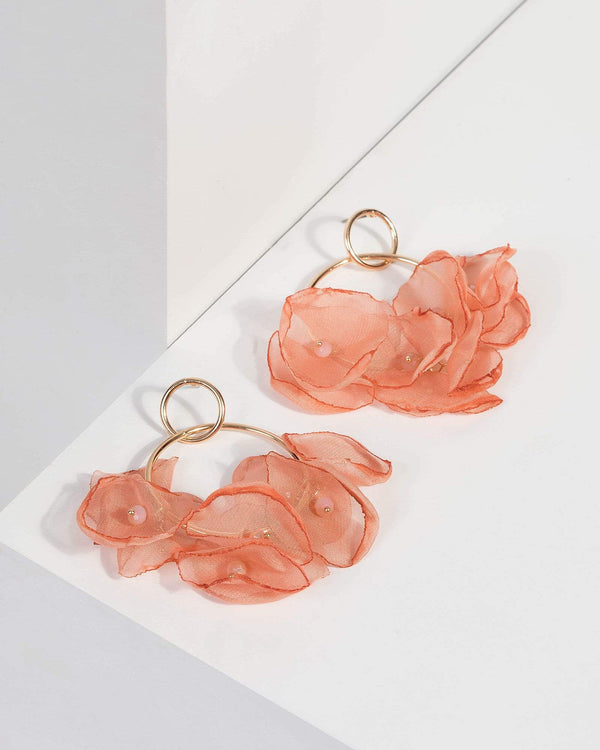 Orange Flower Circle Drop Earrings | Earrings
