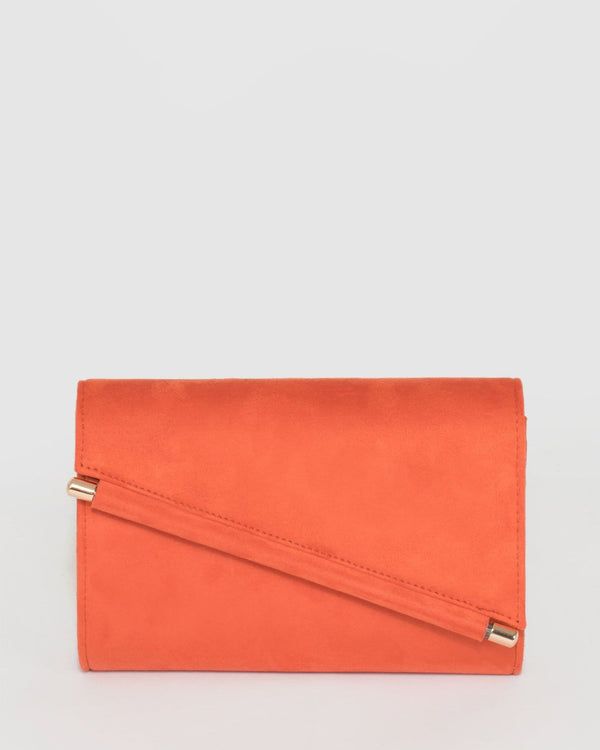 Orange Hannah Diagonal Bar Clutch Bag | Clutch Bags