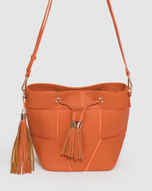 Orange Luxy Medium Drawstring Bag | Bucket Bags