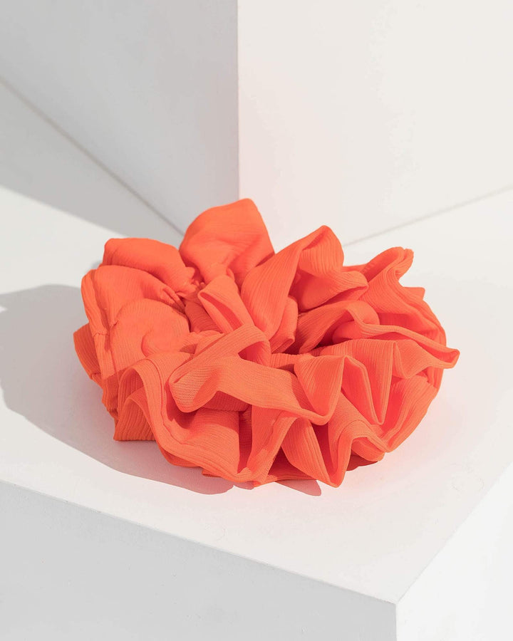 Orange Multi Frill Layer Scrunchie | Hair Accessories