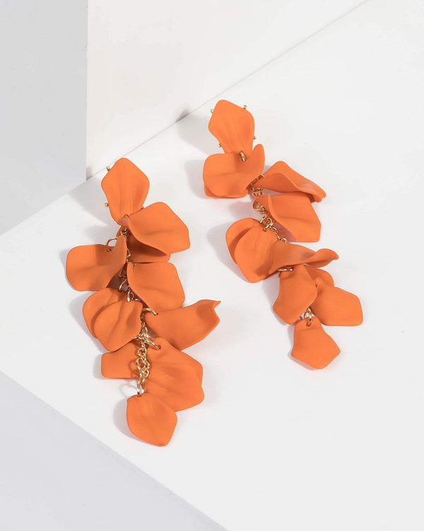Orange Multi Leaf Drop Earrings | Earrings
