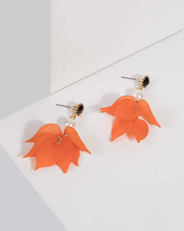 Orange Petal Drop Earrings | Earrings