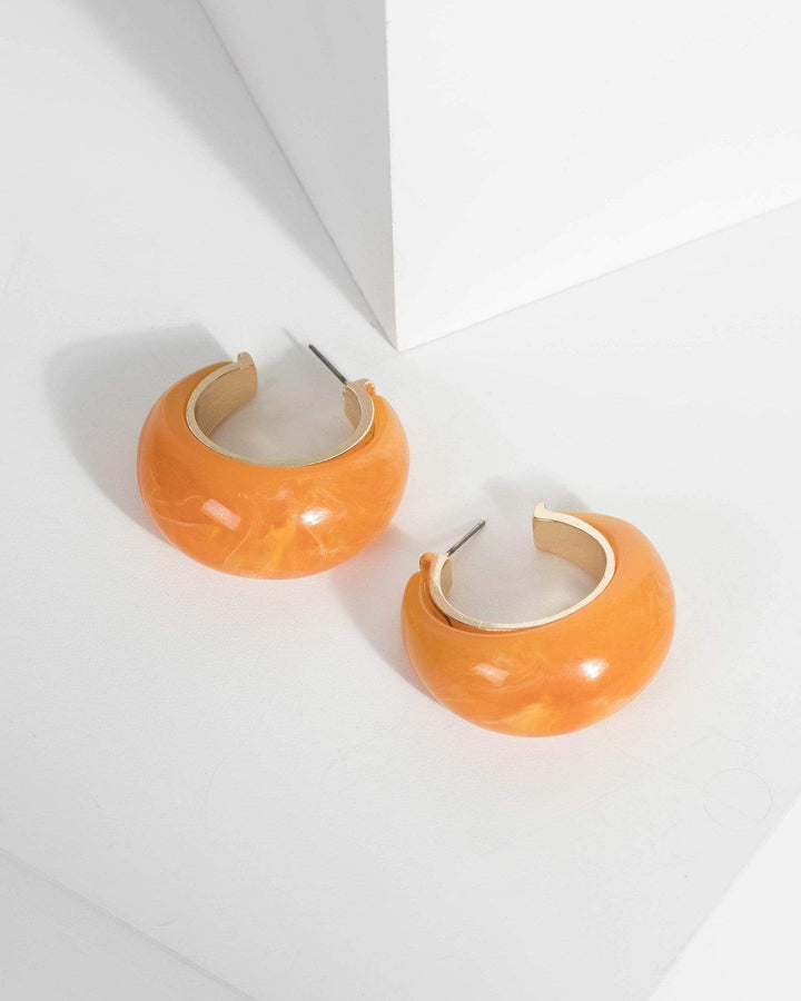 Orange Resin Chunky Hoop Earrings | Earrings