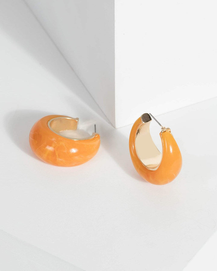 Orange Resin Chunky Hoop Earrings | Earrings