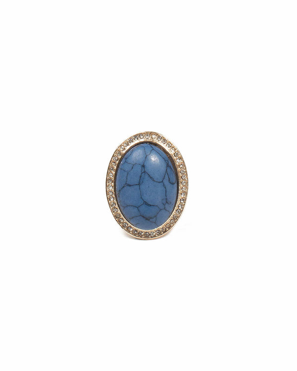 Colette by Colette Hayman Pave Blue Stone Cocktail Ring - Medium