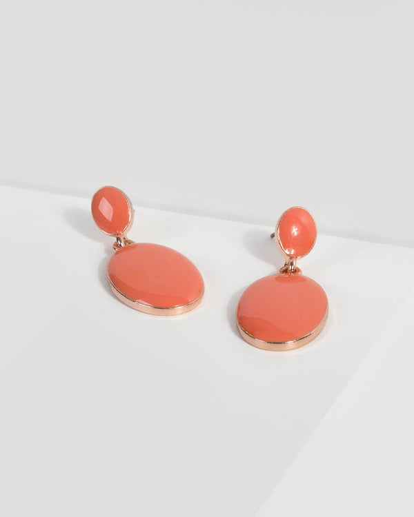 Peach Double Oval Drop Earrings | Earrings