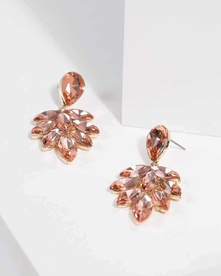 Peach Multi Crystal Drop Earrings | Earrings