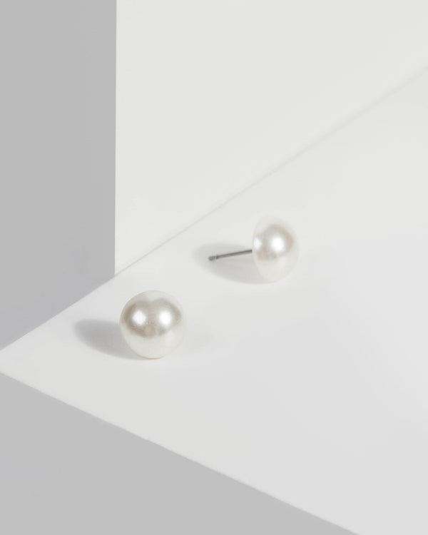 Pearl Button Stud Earrings | Earrings