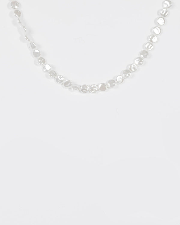 Pearl Flat Disc Necklace | Necklaces