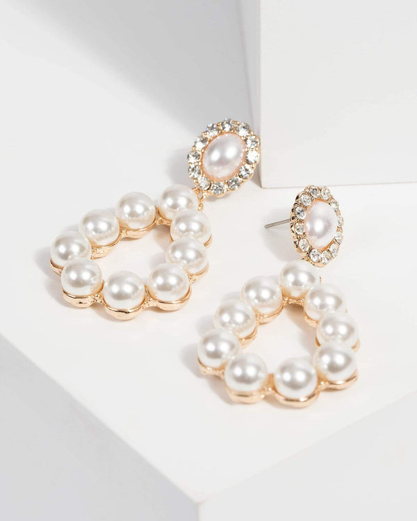 Pearl Halo Pave Pave Drop Earrings | Earrings