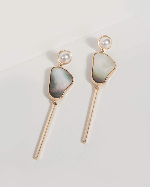 Pearl Opal Bar Drop Earrings | Earrings
