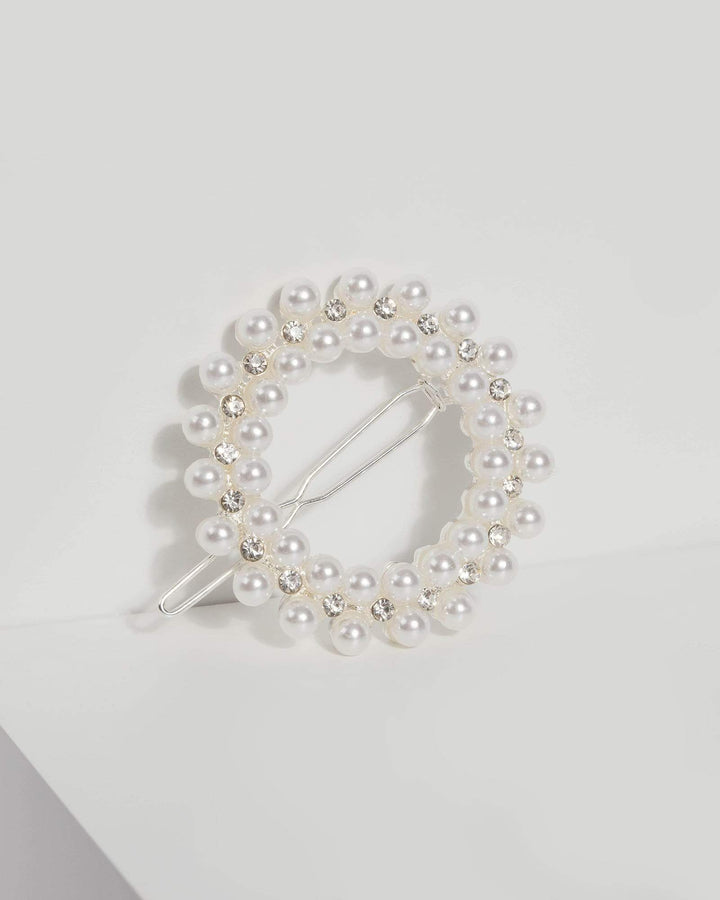 Pearl Round Crystal Clip | Hair Accessories
