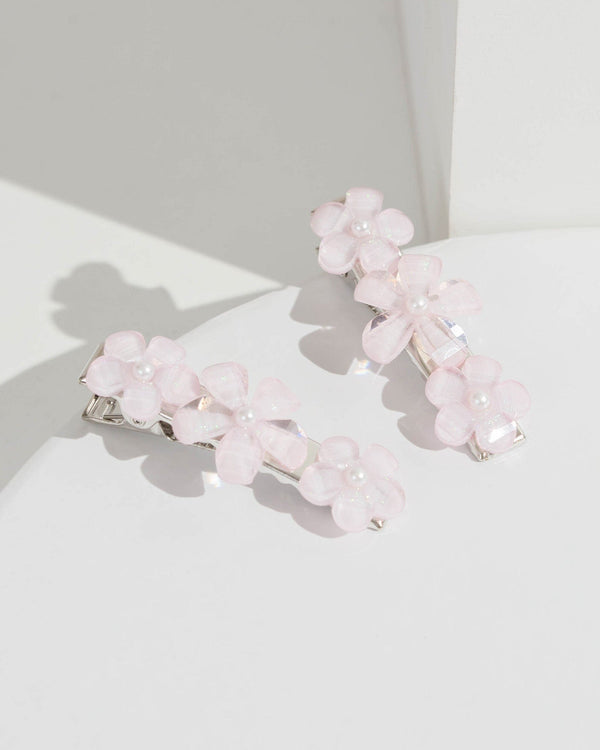 Colette by Colette Hayman Pink 2 Pack Flower And Pearl Hair Slides