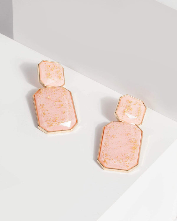 Pink Acrylic Metallic Flake Earrings | Earrings