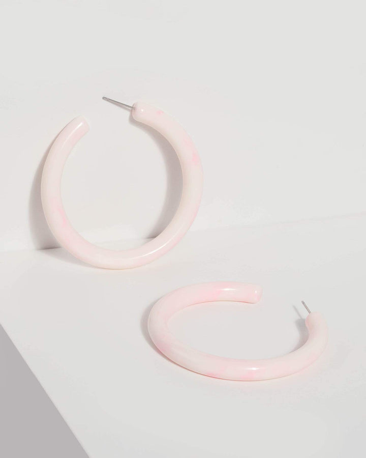 Pink Acrylic Swirl Hoop Earrings | Earrings
