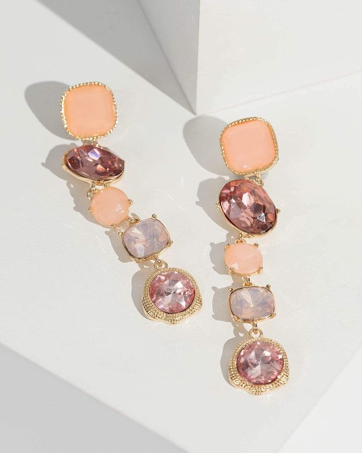 Pink Alternating Crystal Resin Earrings | Earrings