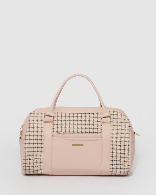 Pink And Black Check Hazel Weekender | Weekender Bags