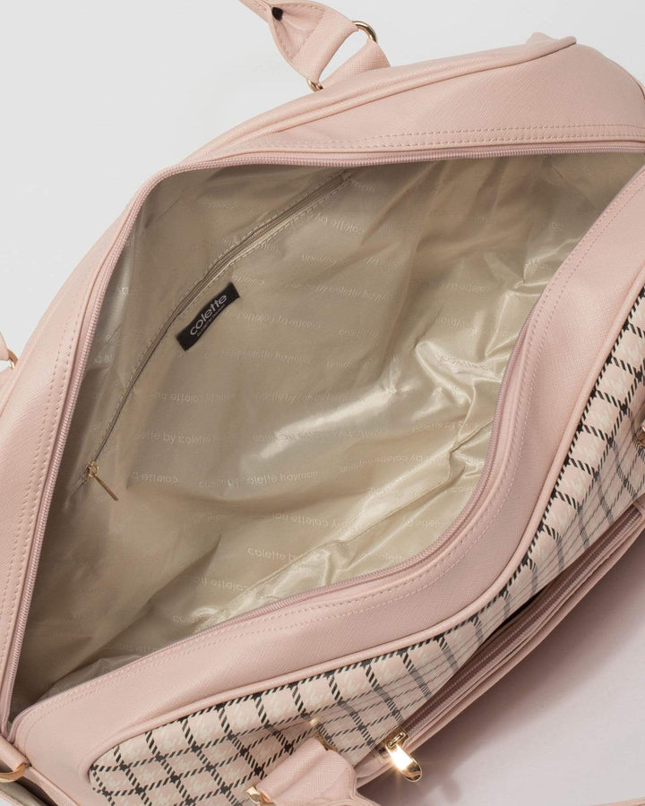 Pink And Black Check Hazel Weekender | Weekender Bags