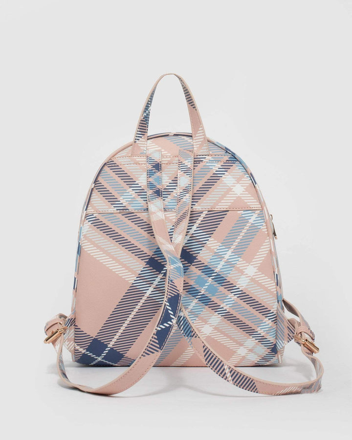 Pink And Blue Check Bridget Med Backpack | Backpacks