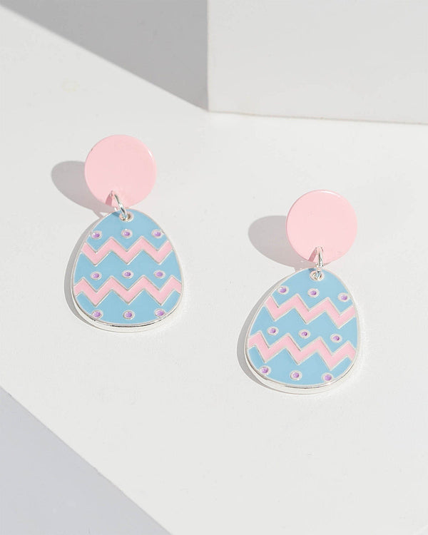 Colette by Colette Hayman Pink and Blue Pattern Easter Egg Earrings