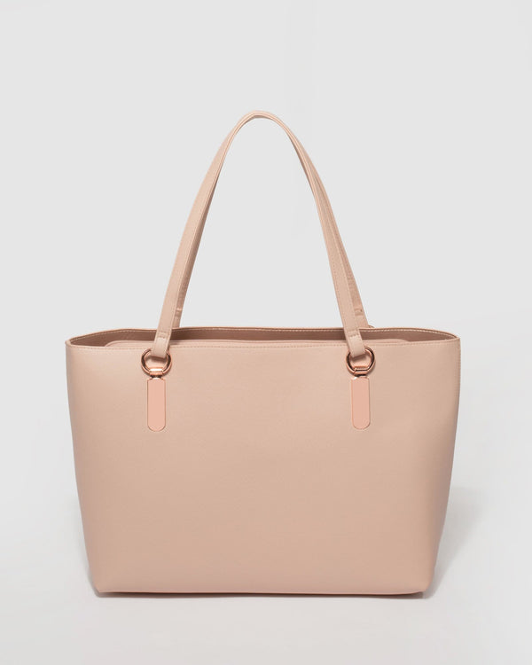 Pink Angelina Tech Tote Bag With Rose Gold Hardware | Tote Bags
