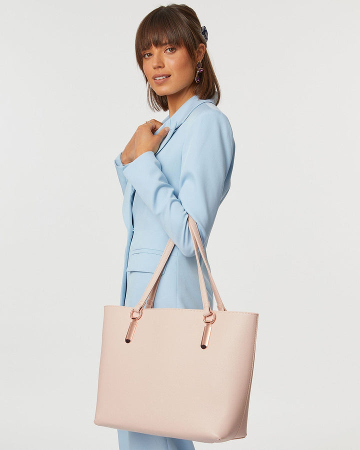 Pink Angelina Tech Tote Bag With Rose Gold Hardware | Tote Bags