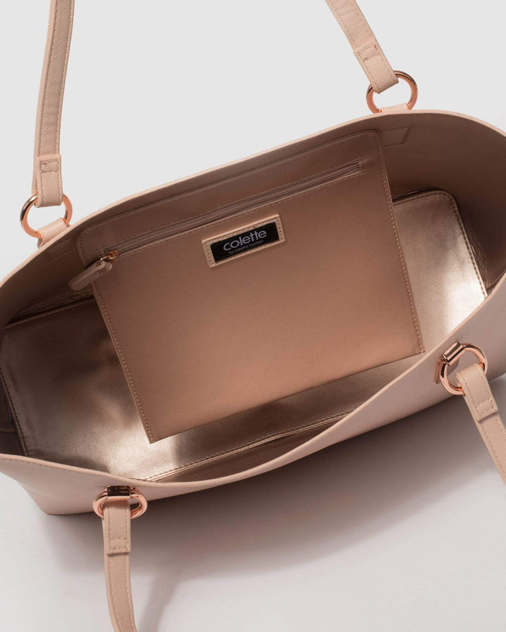 Pink Angelina Tech Tote Bag With Rose Gold Hardware | Tote Bags